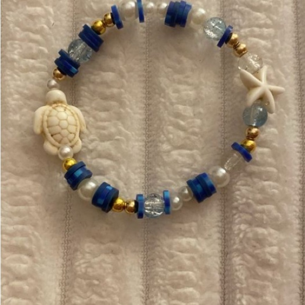 Blue and Gold Nautical Charm Bracelet